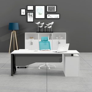 Wholesale L Shaped Executive Desk Modern Furniture Luxury Melamine White Manager <b>Office</b> Desk - Product Image 5