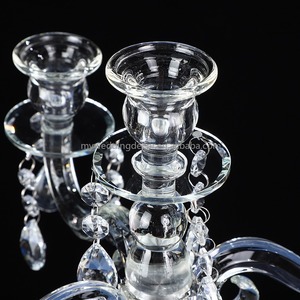 K62My Decoración para Eventos de Boda, Candelabro Moderno de Cristal Transparente de 5 Brazos con 5 Cabezas, Centro de Mesa para Boda con Tamaño Personalizable - Product Image 3