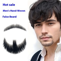 Fausse barbe réaliste pour homme, longue, en cheveux Remy européens, avec pattes d'ange, pour séance photo et maquillage de performance