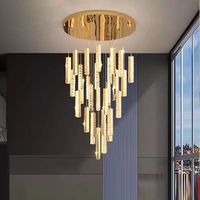Lustre long de luxe en acier inoxydable, décoration artistique, pour hall d'hôtel, loft, escalier, projet personnalisé, LED moderne, hauteur réglable
