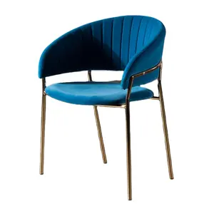 Sedia da pranzo stile nordico leggera in velluto di lusso sedia in ferro battuto schienale per la casa poltrona moderna negoziazione minimalista