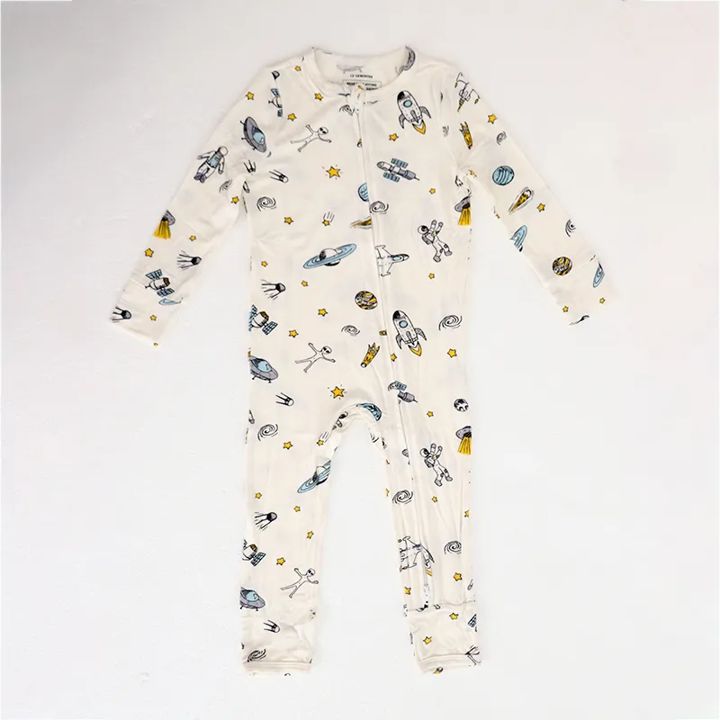Hongwin Cotton Organic Infant Jumpsuit Zipper Baby Rompers Custom Print Solid Hooded Romper Pajamas Bodysuit Set