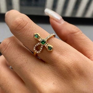 Custom Rose Gold Plated Stainless Steel Cross <b>Snake</b> <b>Ring</b> Zircon Waterproof Non-fading Luxury High-end Fashion <b>Ring</b> for Women - Product Image 2