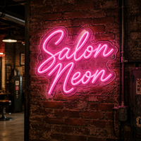 Enseigne néon personnalisée Striking Salon pour salon de coiffure, mur en briques rustique, intérieur de salon de toilettage, décoration lumineuse rose