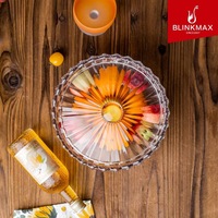 Boîte de rangement pour bonbons et aliments de mariage en cristal de 8 pouces, grand pot en verre décoratif avec couvercle et plateau pour conteneur de bougie