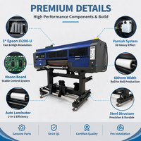 Mesin Printer dan Laminator UV DTF Otomatis 2 in 1 600mm dengan 3 Head I3200 untuk Stiker Label 3D Glossy untuk Usaha Kecil