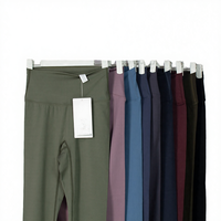 Nouveau pantalon de yoga et de sport taille haute en nylon, couleur unie, avec logo personnalisé, grande taille, élastique, léger, sans couture avant, couleur chair