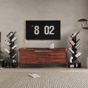 Bilu Floor-<b>standing</b> Bookcase Black Multi-tiered <b>Tree</b> Branch Shape Bookshelf For Living Room Bedroom Home Decor - Product Image 4