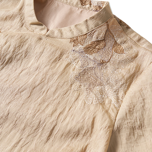 Vestidos Elegantes Estilo Chino al por Mayor, Color Beige, 86% Lyocell y 14% Nailon, Vestido <span class=keywords><strong>Cheongsam</strong></span> Moderno, Qi Pao - Product Image 3