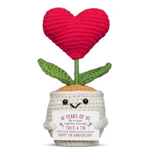 Regalos de Boda para el 10º Aniversario, Maceta en Forma de Corazón, Flor de Ganchillo, Lata de Flores Navideña, Regalos de Aniversario para Parejas, Regalos para el Navidad - Product Image 1