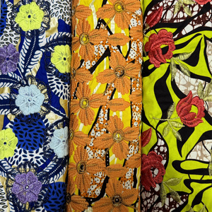 <span class=keywords><strong>2025</strong></span> Thiết Kế Mới Hoa Mô Hình 100% Bông Thêu In Sáp Vải Phi Bất Sáp In Thêu Vải Cho Ăn Mặc - Product Image 2