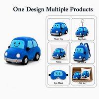 Peluche Voiture Bleue Personnalisée OEM ODM, Jouet en Tissu Doux en Forme de Véhicule, Emballage Personnalisé, Logo, Faible MOQ, Fabricant Grossiste, Usine Exportatrice