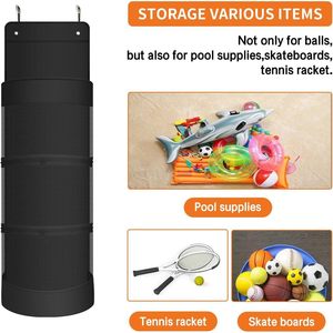 Bolsa de almacenamiento para equipo deportivo, bolsa organizadora de malla negra para baloncesto, raquetas de tenis, uso en garaje montado en la pared - Product Image 4