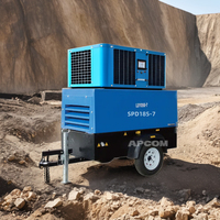 Compresseur d'APCOM rotary185cfm de ar 400 385 350cfm moteur diesel portatif de compresseur d'air de vis diesel deux roues pour le forage