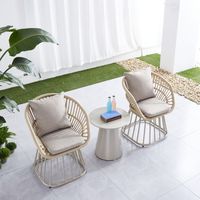 Ensemble de table basse d'appoint moderne de luxe et de chaises en corde tressée pour jardin, balcon, terrasse, meubles d'extérieur imperméables