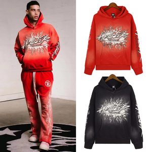 Conjunto de Sudaderas con Cremallera de Punto para Hombre, Otoño, 100% Algodón NFC 380g, Estampado de Letras, Estilo Helly Star, Hip Hop, Streetwear, Diseño Vintage - Product Image 2