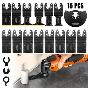 15 lames de scie oscillante de 9 cm, revêtement titane, à dégagement rapide, accessoires multi-outils pour la découpe du métal, du bois et des clous - Product Image 1