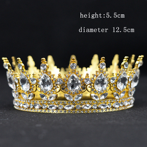 Tiara de diamantes de imitación grande redonda de estilo <span class=keywords><strong>baroco</strong></span>, accesorios para pastel, corona de diamantes de imitación para Navidad para decoración de flores o cabello - Product Image 3
