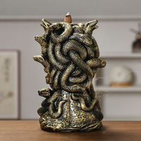 Artisanat en résine, écologique, durable, longue durée, décoration d'intérieur, masque de tête de serpent de la mythologie grecque Méduse, brûleur d'encens pour le printemps
