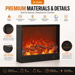<span class=keywords><strong>Cheminée</strong></span> électrique avec écran LCD, écran vidéo LED, construction métallique, sans conduit <span class=keywords><strong>de</strong></span> fumée, utilisation intérieure pour la maison et l'hôtel, télécommande anglaise - Product Image 4