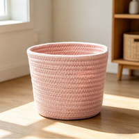 Panier de rangement pliable en corde de coton rustique de haute qualité, écologique, 25x15cm, plusieurs couleurs - Organisateur de bureau multi-usages
