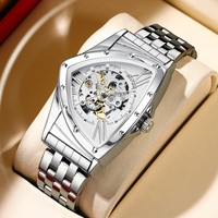 Montre mécanique de luxe pour homme, étanche, lumineuse, à cadran triangulaire ajouré, élégante et automatique