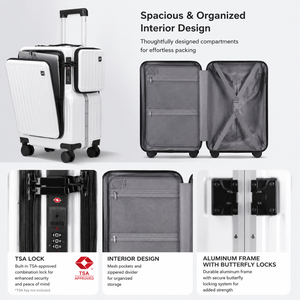 <span class=keywords><strong>Maleta</strong></span> de Viaje con Ruedas Giratorias de 20 Pulgadas con Apertura Lateral, Personalizable con Logotipo, para Viajes de Negocios - Product Image 4