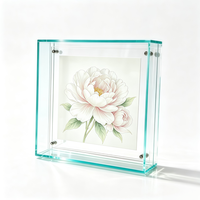 Cadre photo magnétique double couche carré en acrylique, support de bureau autoportant, transparent, coloré, écologique, pour décoration intérieure et affichage d'images