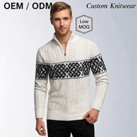 Pull en maille demi-zip pour homme en polyester anti-boulochage et anti-rétrécissement, avec logo frontal, personnalisable OEM/ODM pour l'hiver