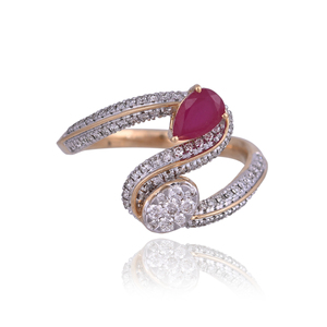 Open Style Hydro Ruby Diamond Statement <b>Ring</b> 18K Yellow <b>Gold</b> Wrap <b>Ring</b> for Women Fine Jewelry <b>Cocktail</b> <b>Ring</b> Engagement <b>Ring</b> - Product Image 4