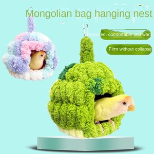 Papağan Yuvası Kuş Evi Sıcak Kalın Asılı Kışlık Mercan Polar Plastik Minder Seçeneğiyle Hamster Malzemeleri - Product Image 2