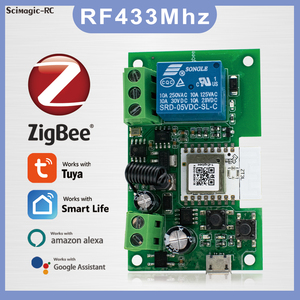 Módulo de interruptor de luz inteligente 1ch Tuya <span class=keywords><strong>Zigbee</strong></span> DC 12V 24V RF433 recibir relés 10A funciona con Alexa Google Gateway - Product Image 2