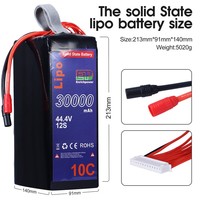 Batterie de drone Lipo à l'état solide, longue durée de vol, légère, batteries personnalisées en graphène, pack 12S 30000mAh 44.4V 30Ah 10C pour UAV