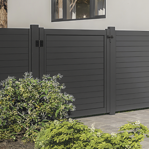 Clôture en lattes d'aluminium verticales blanches avec lampes LED sur poteau pour jardin, terrasse, <span class=keywords><strong>balcon</strong></span>, résidentiel - Product Image 2