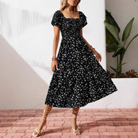 Robe d'été 2026 tendance pour femme, sexy, col halter, en spandex, taille haute, coupe trapèze, mi-longue, à volants, à pois, vente en gros