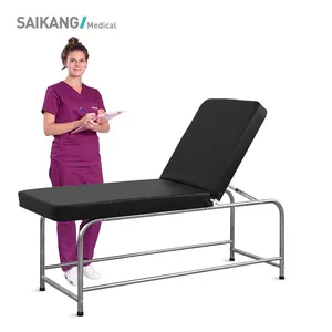 X10 SAIKANG dayanıklı hastane hasta muayene yatak paslanmaz çelik ayarlanabilir manuel tıbbi klinik muayene masası