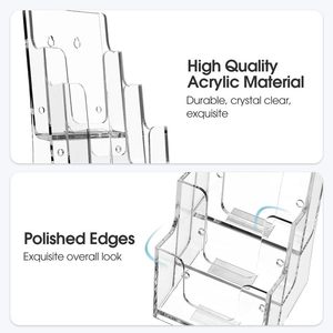 Sang trọng bán buôn rõ ràng Acrylic đá phiến tường nhiều tờ rơi Brochure chủ treo tường - Product Image 3