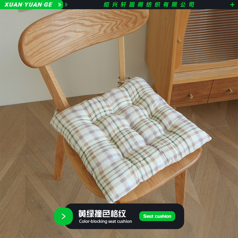 Yellow and green color-blocked plaid