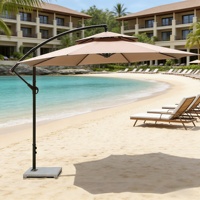 Parasol banane dépliable à double niveau ventilé, avec mât latéral en fer robuste, design moderne, imperméable, pour extérieur et hôtel