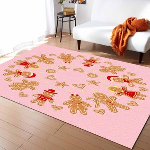 Tapis de Noël rouge en forme de biscuits, décoration de la maison, motif flocon de neige, étoile, cœur, antidérapant, absorbant, doux, tapis de salon, tissé en Chine - Product Image 1