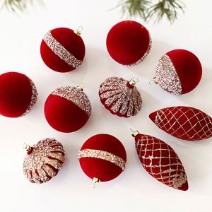 Décorations de Noël 6/8CM, boule floquée en forme d'oignon, peinte, en plastique, style exquis, pour suspension au plafond, boîte de décoration - Product Image 3