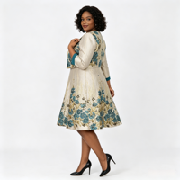 Ensemble de robe de cérémonie en tissu brocart avec motif unique, grande taille, au design magnifique