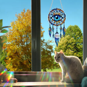 Moderne acrylique mauvais œil attrape-soleil arc-en-ciel fabricant tenture murale ornement pour <span class=keywords><strong>l</strong></span>'été jardin décoration Festivals coloré suspendu - Product Image 1