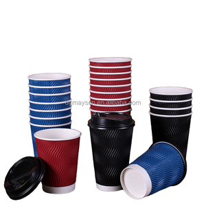 custom printed 8oz 12oz 16oz 2oz Biodegradable Disposable Cafe Double Ripple Wall Hot Coffee Paper Cup With Lid