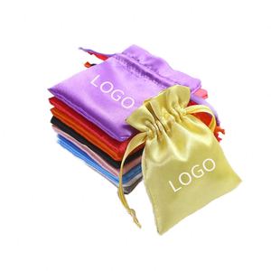 Custom <b>Personalized</b> Recyclable Dust <b>Bag</b> Logo Travel Portable Satin Fabric Drawstring <b>Gift</b> <b>Bag</b> Multicolour Promotional - Product Image 3