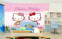 Cartoon Children's Room Hello Kitty Designs Adhesive 3D Mural Wall Paper