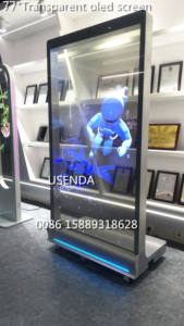 Module d'affichage tactile transparent <span class=keywords><strong>OLED</strong></span> <span class=keywords><strong>4K</strong></span> ultra-fin sans fil de 77 <span class=keywords><strong>pouces</strong></span> pour la recherche d'itinéraires en libre-service - USENDA - Product Image 3
