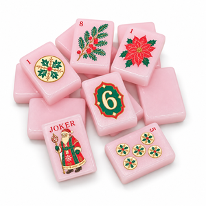 Jeu de Mahjong américain moderne en acrylique, tuiles imprimées UV de qualité supérieure, bords polis, rose, pour Noël, cadeau de fêtes pour femmes - Product Image 5