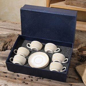 Juego de Tazas de <span class=keywords><strong>Espresso</strong></span> Vintage de Lujo de 90 ml, Personalizado al por Mayor, con Seis Tazas, Caja de Regalo, Taza de Cerámica para Té de la Tarde - Product Image 1