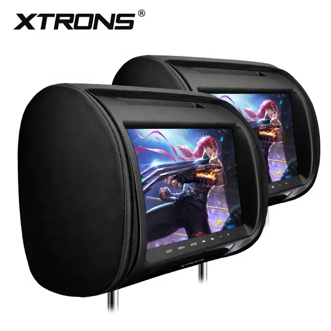 XTRONS 2X9นิ้วรถพนักพิงศีรษะเครื่องเล่นดีวีดีที่มีปกหนัง,การตรวจสอบรถ